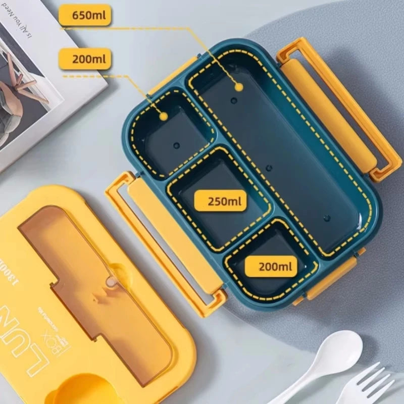 Student Lunch Box Double-layer Portable Compartment with Lids Leak-Proof Microwave Food Storage Carrying Handle Bento Boxes Oasis Select