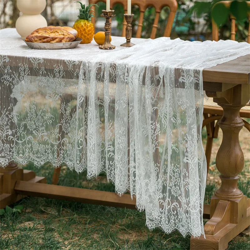 Retro Lace Tablecloth Rectangular Small Fresh Romantic Floral Pattern Table Cover for Outdoor Dining Decoration Tablecloth Oasis Select