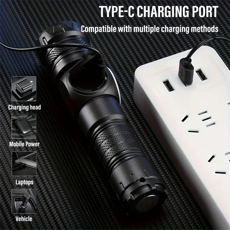 Mikenoon Rechargeable LED Tactical Flashlight | COB & Zoom