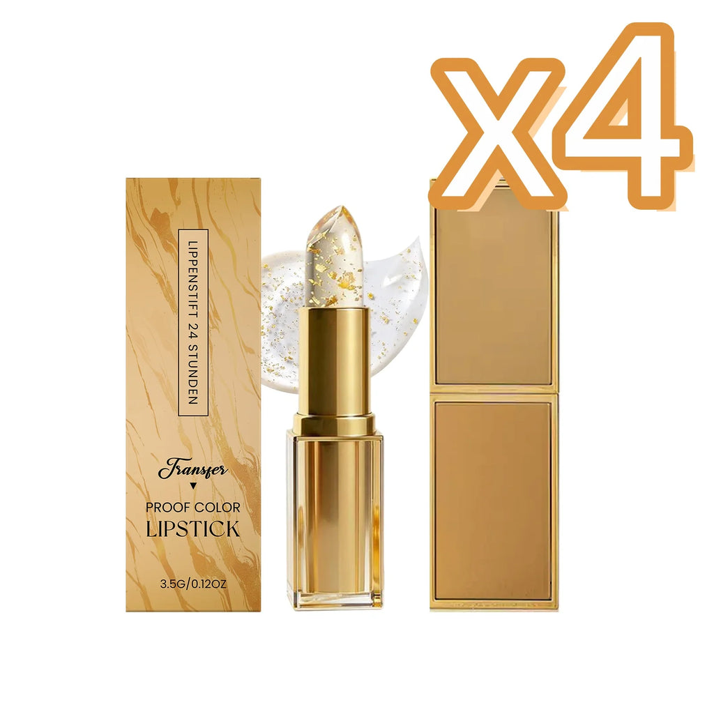 Perfect Gold Foil Lipstick Brighten Lip Color Long Wear Smooth Nourish Lips Light Texture Daily Beauty Color Changing Lip Balm Oasis Select 3.5g Boxed x 4