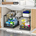 Kitchen retractable lower sink rack push-pull drawer storage rack storage basket cabinet layered pot storage rack Oasis Select Black B