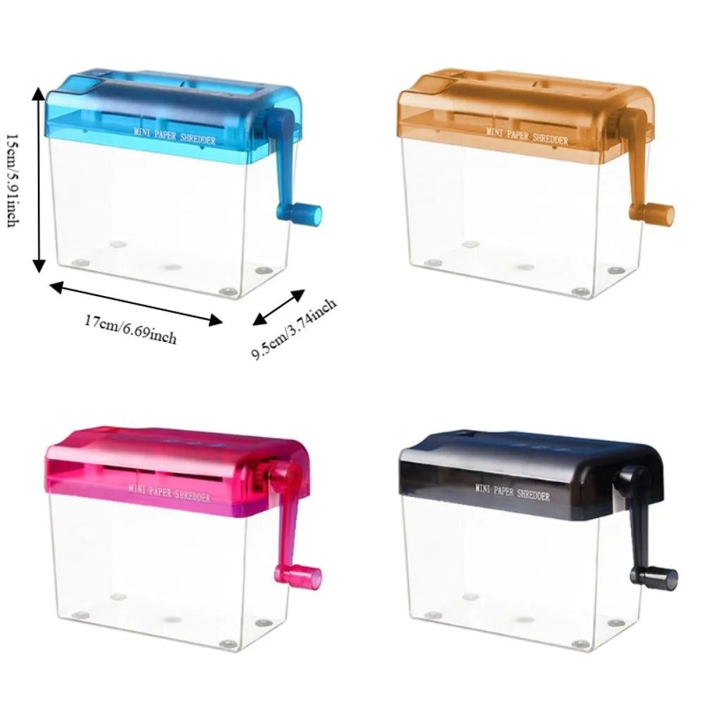 Portable Mini Manual Paper Shredder Transparent Hand Crank Paper Sharper Non-slip Base ABS Document Destroyer Bills Oasis Select