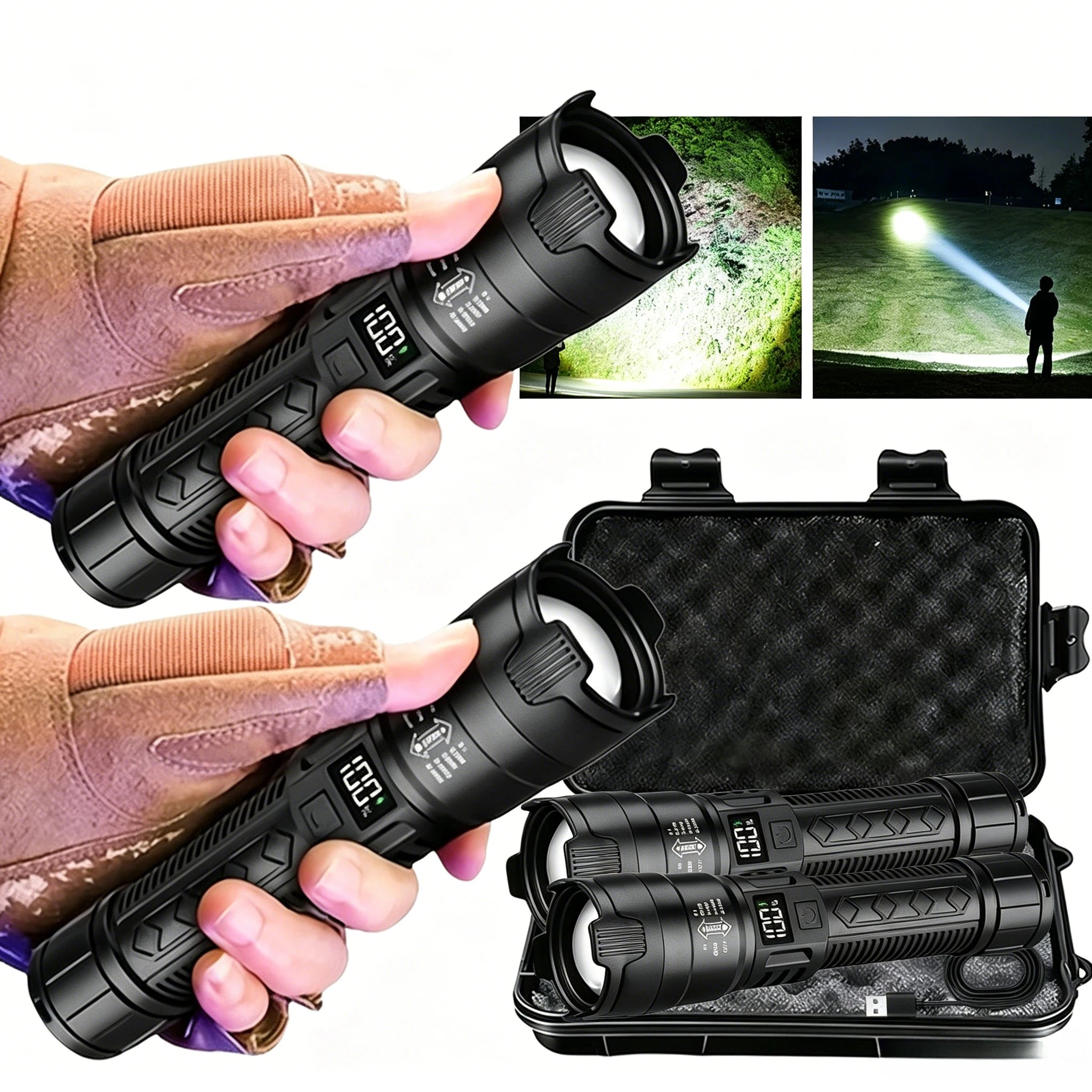 Ultra Bright 1500LM LED Flashlight | Type-C Zoom Torch