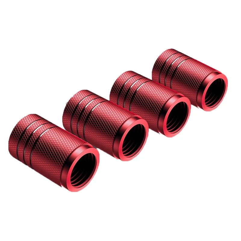 4Pcs Car Tire Valve Stems Cap Knurling Style Tire Valve Cap Aluminum Tire Wheel Stem Air Valve Cap car Universal accessories Oasis Select 4PC red