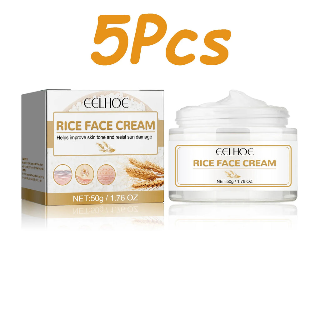 EELHOE White Rice Face Cream – Brighten, Firm & Hydrate Brightening Face Cream Oasis Select 5 x 50g Boxed