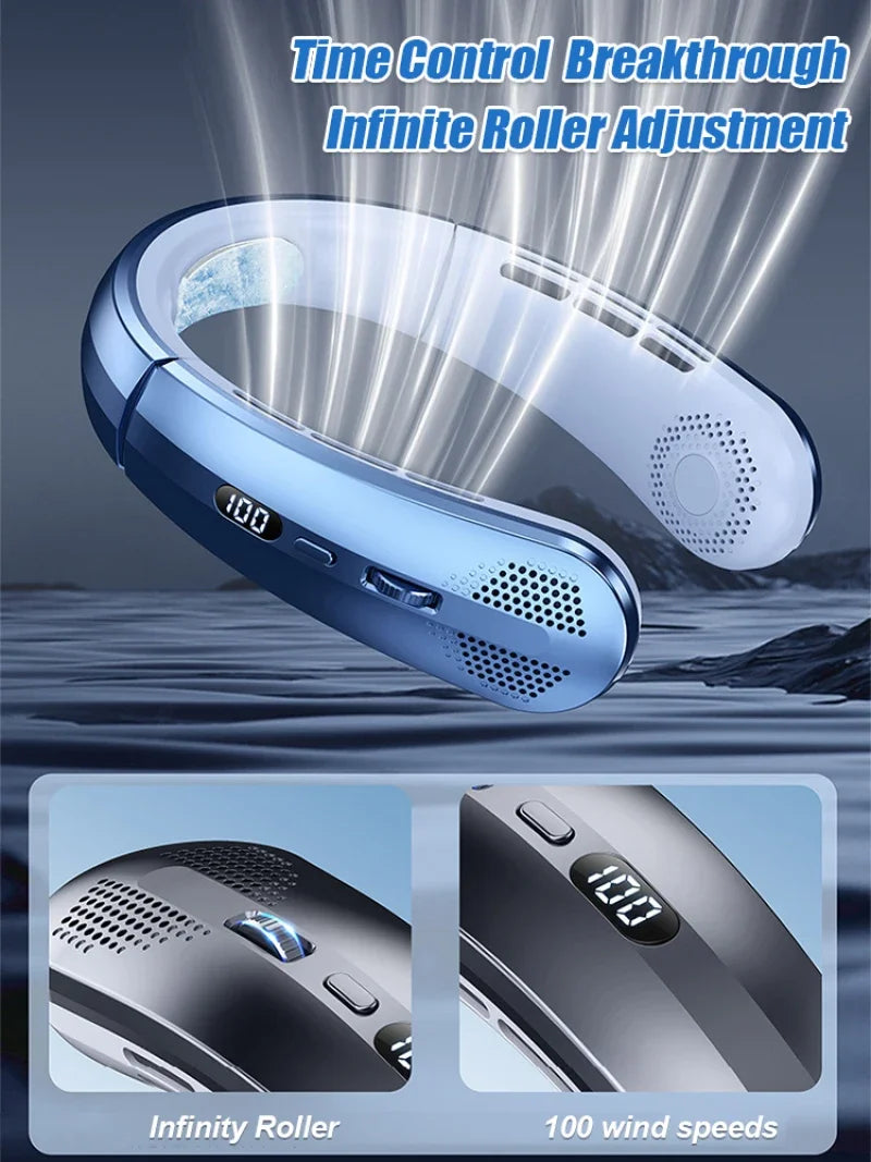 URGGU Bladeless Neck Fan – 100 Speeds, Digital Display
