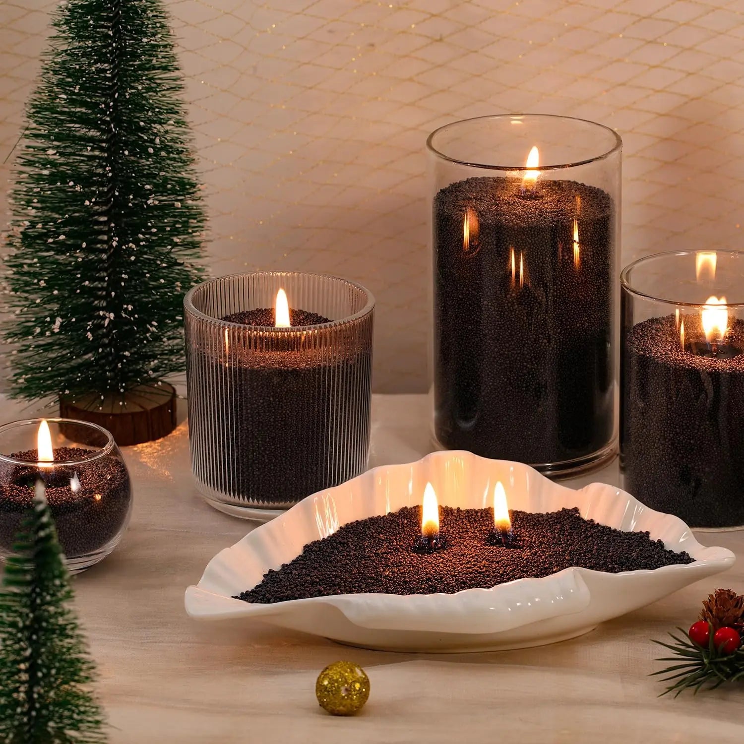 200G White Black Pearled Candle Sand Set with 10pcs Candle Wick DIY Handmade Materials For Beads Candle Making Kit Crafts Oasis Select