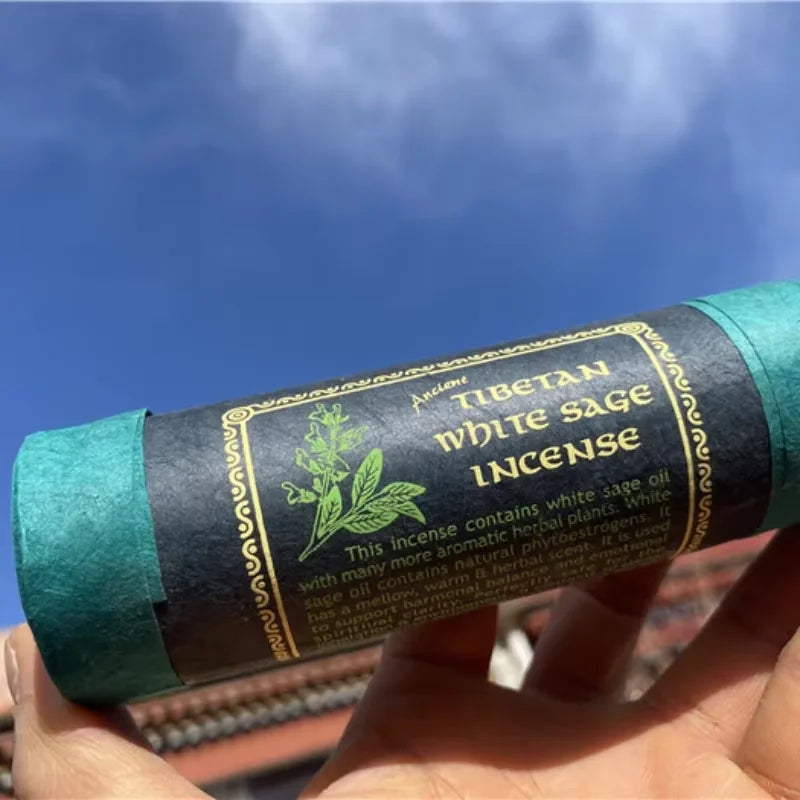30PC Nepal Handmade Incense Sticks Ancient Tibetan Fragrance Colored Short Tube Thick Thread Incense Cedar Palo Santo White Sage Oasis Select White Sage