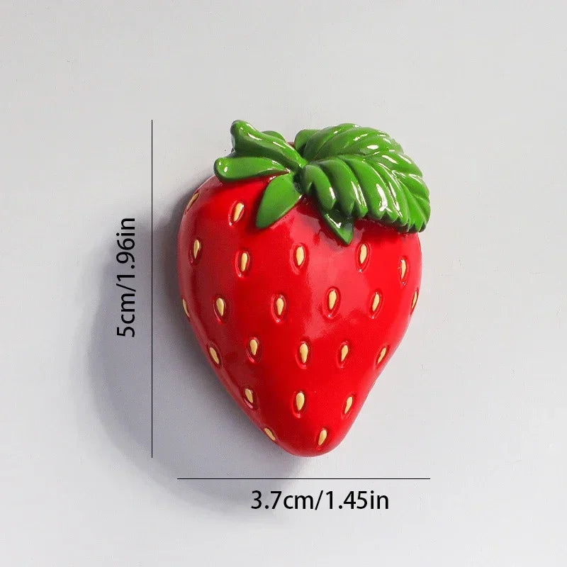 Creative Fridge Magnet Decor 3D Cute Cartoon Fruit Message Board Refrigerator Magnet Sticker for Kids Toy Gift Home Decoration Oasis Select strawberry
