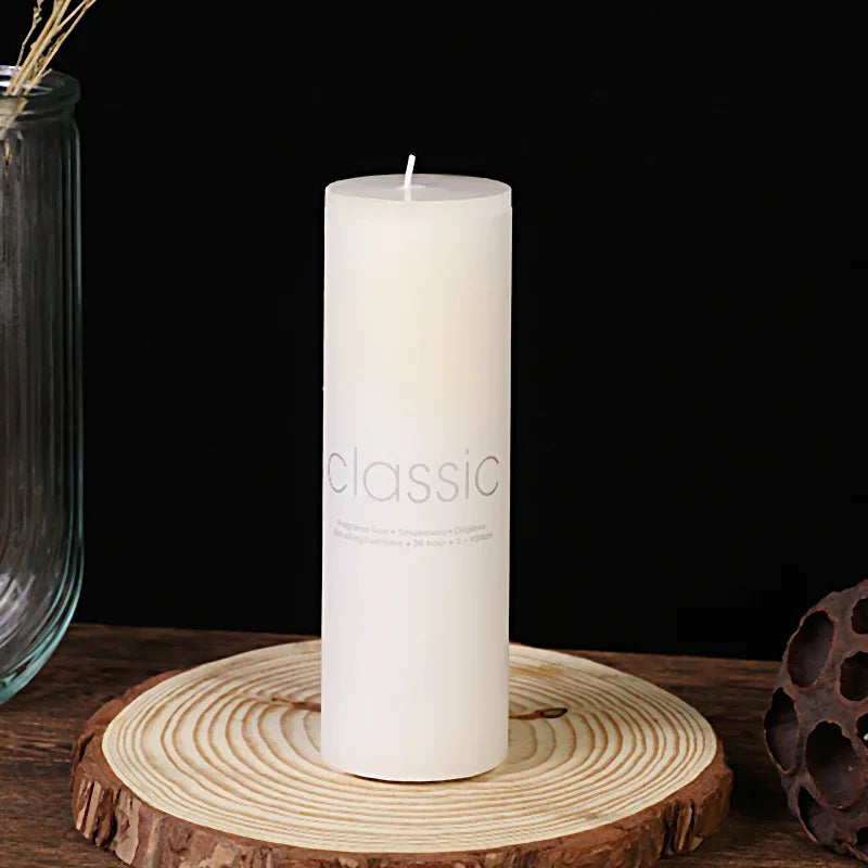 Classic European Ivory White Large Cylinder Candle Smokeless Tasteless Romantic Wedding Hotel Decoration Candle Holiday Supplies Oasis Select 7cm x 15cm