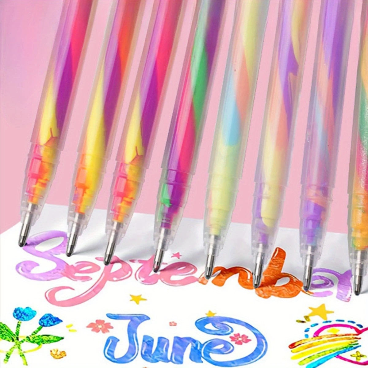 6pcs Glitter Gel Highlighter Pens Set - 1.2mm Vibrant Colors, Smooth Writing, Perfect for Journals, DIY Crafts, Greeting Cards, Oasis Select