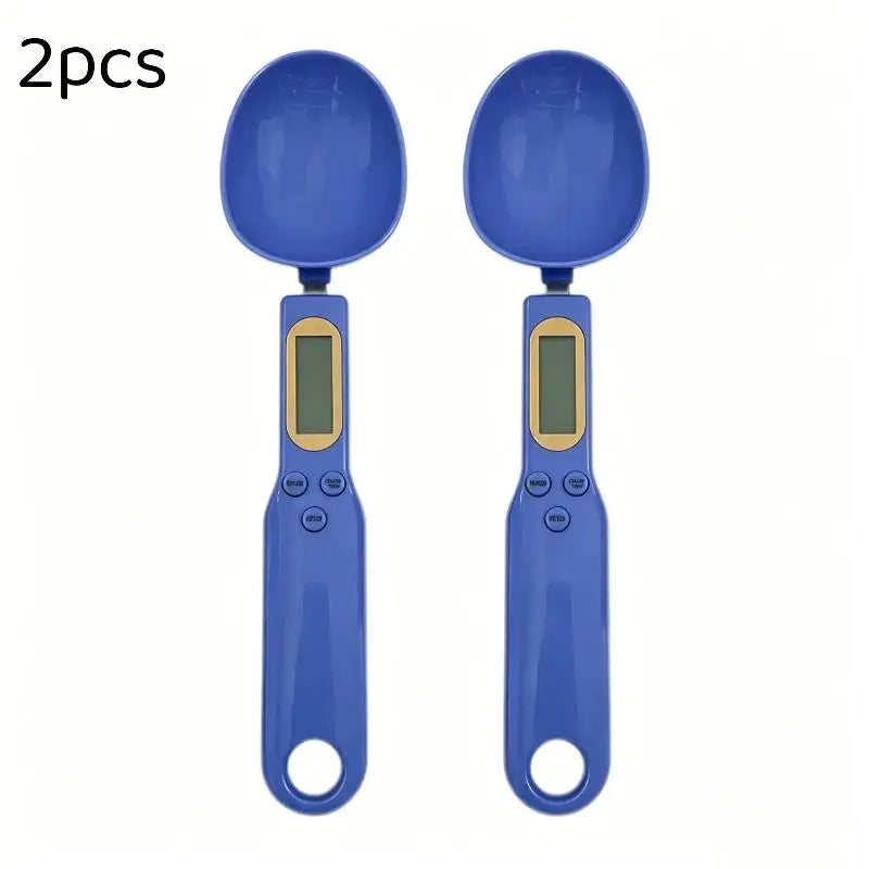 1/2Pcs Digital Measuring Spoon Scale Easy to Clean LCD Display 0.1-500g Food Weighing Tool for Kitchen Baking Pet Food Measuring Oasis Select Blue 2pcs
