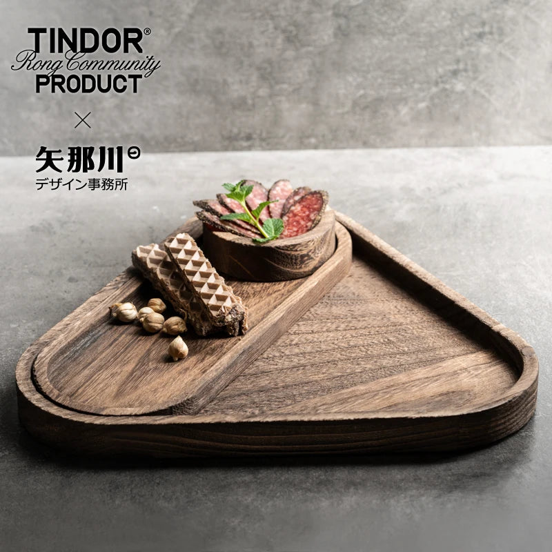 Japanese wooden tray fruit wine snack tray Creative household tableware tray Oasis Select