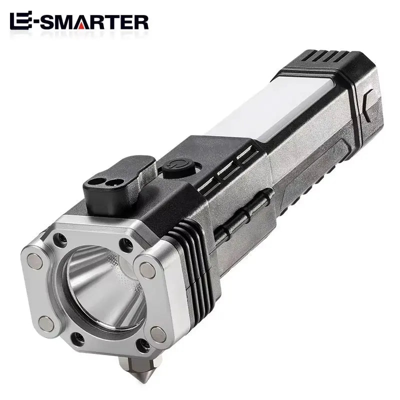 Multi-functional High-brightness Flashlight Car Safety Hammer Handheld Torch Usb Rechargeable Treasure Outdoor Home Searchlight Oasis Select S007 sliver