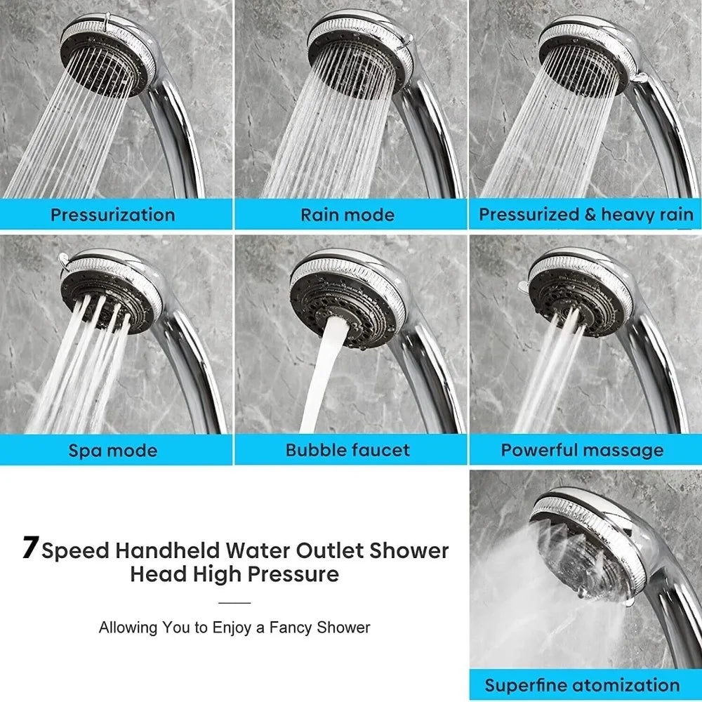 Easy to Use Multifunction Shower Head Adjustable 7 Modes Bathroom Fixture Stainless steel High Pressure Filter Home Oasis Select