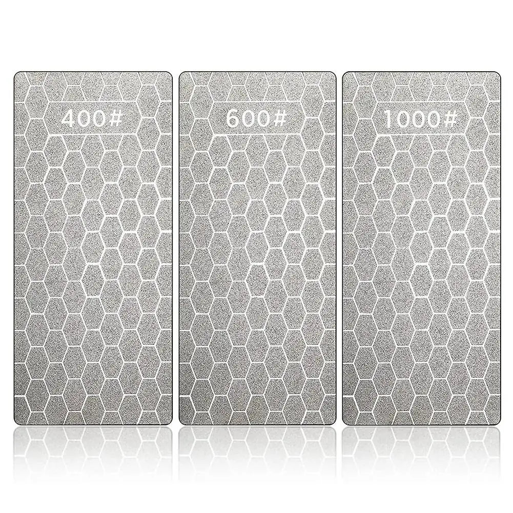 LIKE WISH 3Pcs Diamond Sharpening Stone Set Diamond Plate Sharpening Stone Professional Bench Stone(400 , 600 , 1000 ) Oasis Select Silver