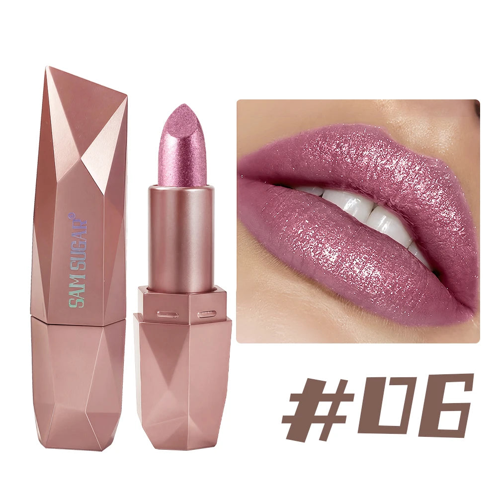 SAM SUGAR Diamond Glitter Lipstick – Metallic Pearlescent Shine