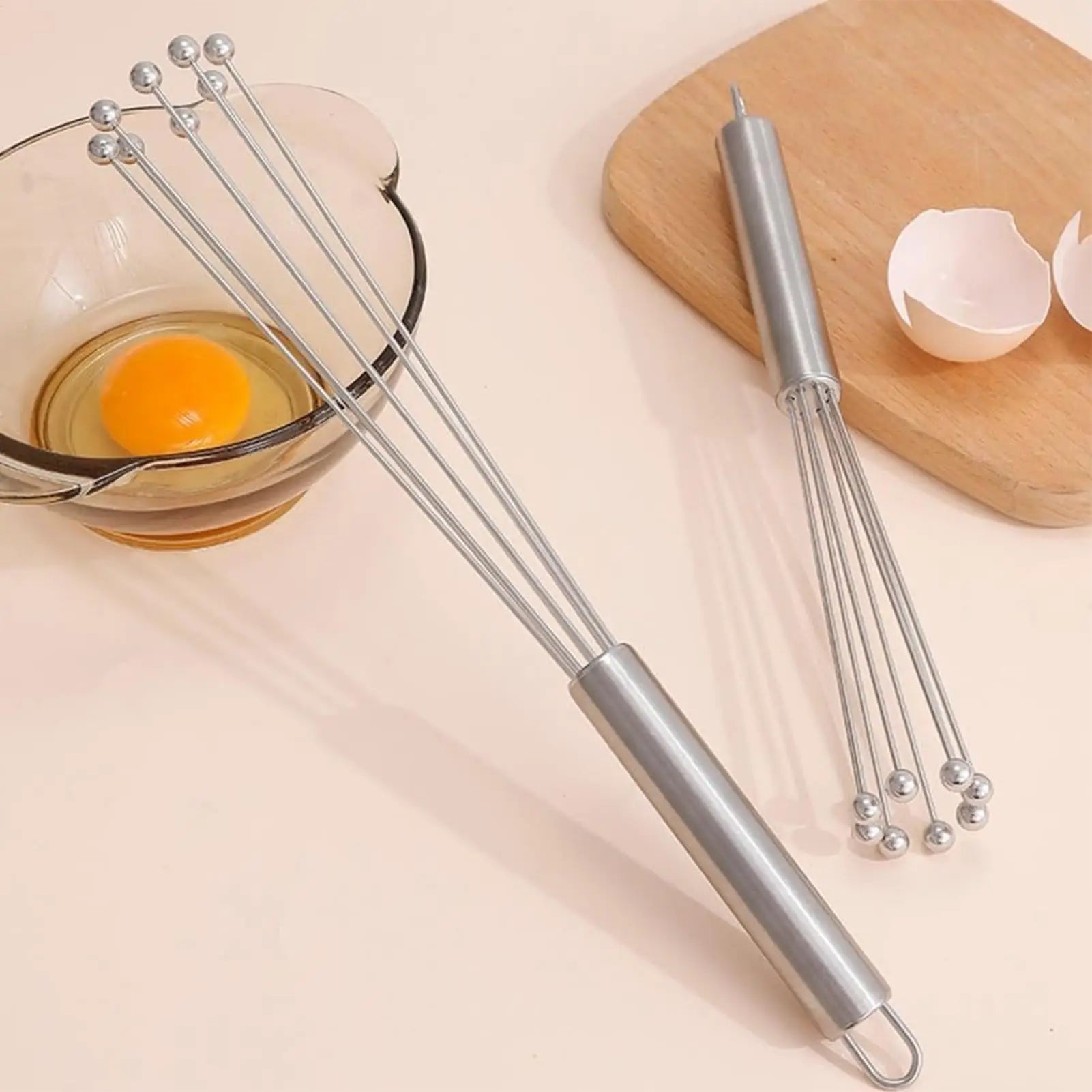 Kitchen Egg Beater Stainless Steel Ball Mixer Manual Metal Egg Beater for Cooking Mixing Egg Stirring Kitchen Baking Tool Oasis Select
