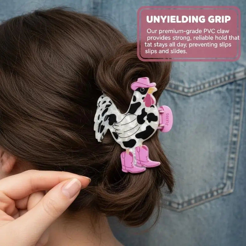 2026 The West Series Hair Claw Cowboy Punk Rooster Cartoon Acrylic Hair Clips Hair Accessories For Women Girls Oasis Select