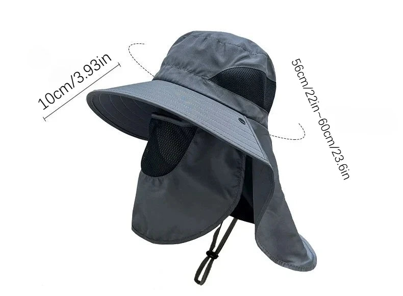 Summer Sun Hats UV Protection Outdoor Hunting Fishing Cap For Men Women Hiking Camping Visor Bucket Hat Neck Flap Fisherman Hat Oasis Select