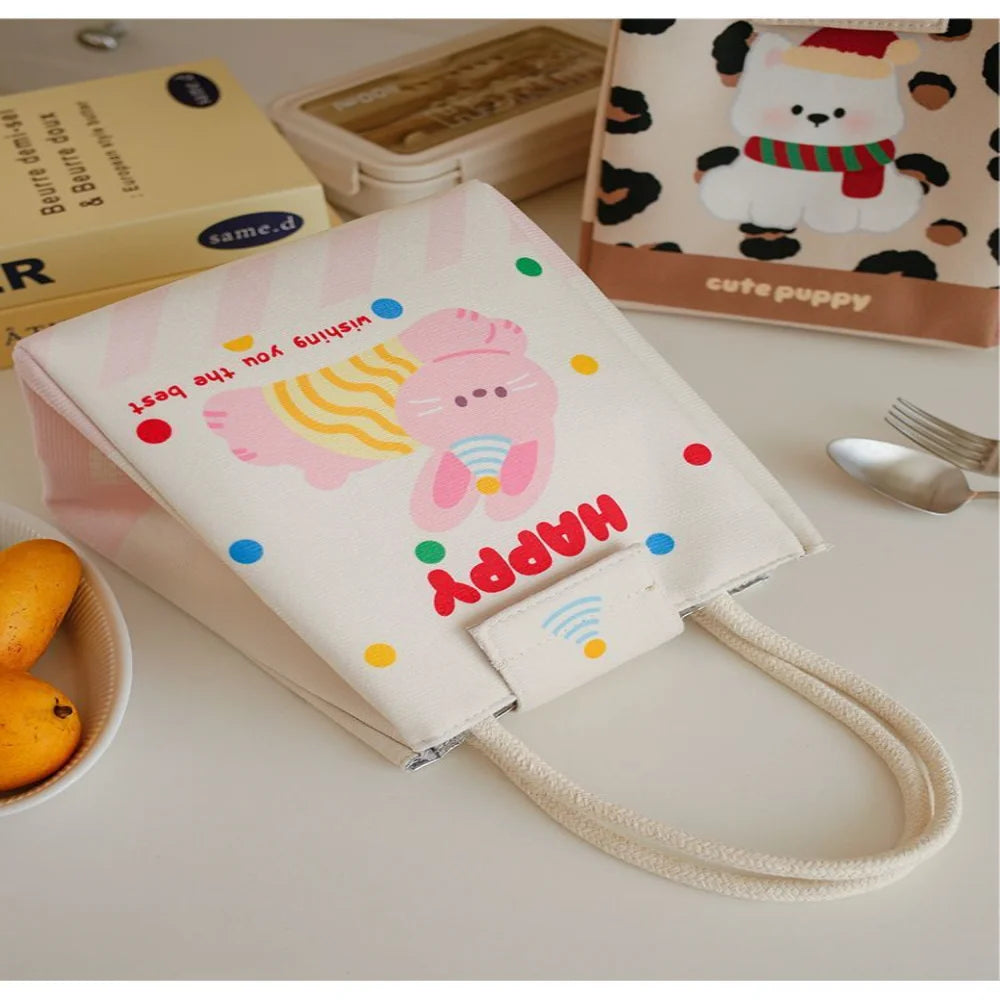 Lunch Bags Cute Bento Bag For Office Workers Large Capacity Tote Bag Cartoon Insulated Fresh-Keeping Bag Student Lunch Box Bag Oasis Select