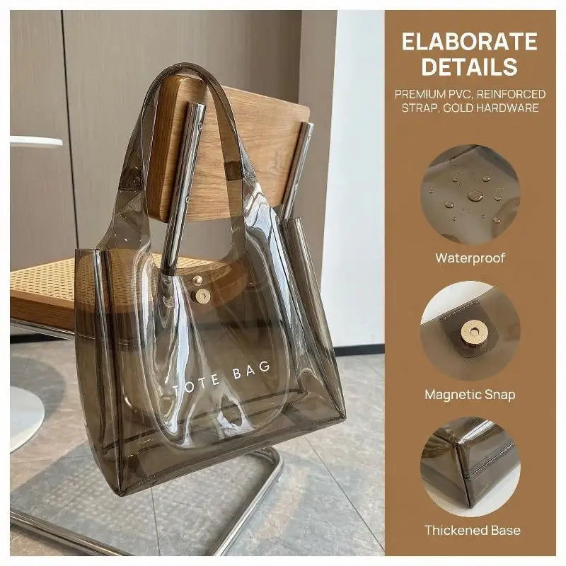 PVC Clear Fashion Shoulder Bag Women's Transparent Tote Bag PVC 투명 패션 숄더백 Сумка женская Daily Commute Bag Clear Shoulder Bag Oasis Select