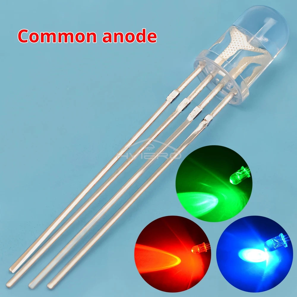 5mm RGB Common Cathode LED Diodes 100/200PCS – Tri-Color