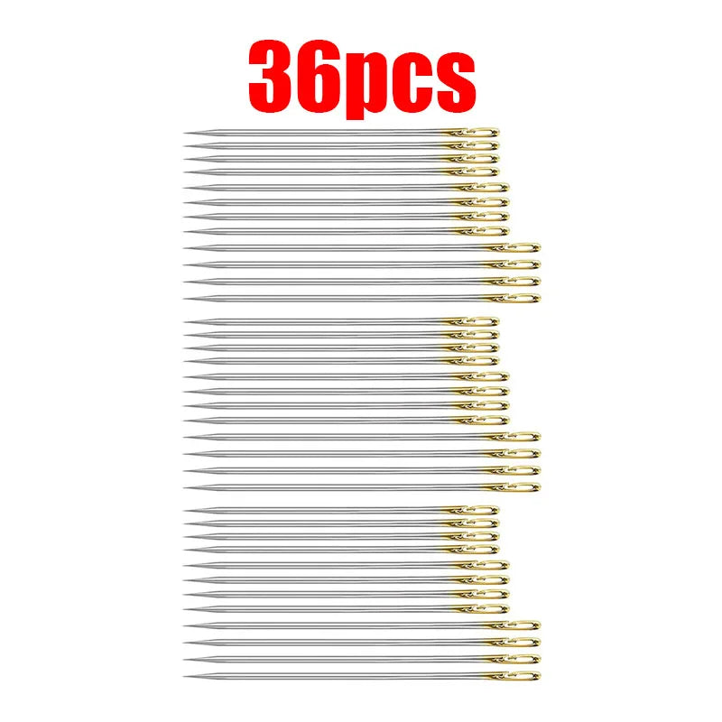 12/72pcs Side Hole Blind Sewing Needles Elderly Needles Hand Sewing Stitching Pin Stainless Steel DIY Home Self Threading Needle Oasis Select 36pcs