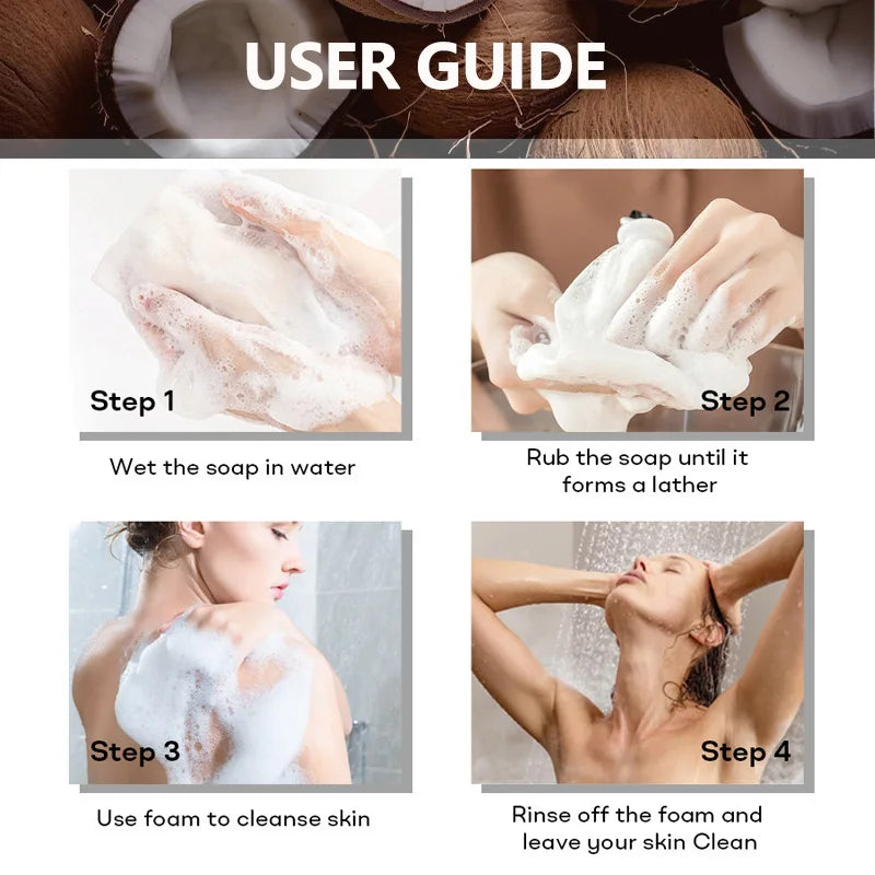Coconut particle soap, gentle cleansing, bathes the whole body, softens rough skin, moisturizes and smooths the skin Oasis Select