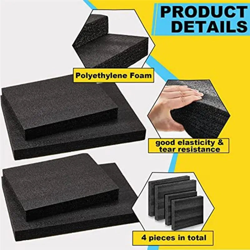 LIKE WISH 4 Pcs Customizable Polyethylene Black Black Foam Sheets For Cases Tool Foam Black Foam Sheet For Packaging And Crafts Oasis Select
