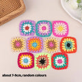 10Pcs Random Mix Colors Handmade Crochet Doilies Suit Square Flower Piece For Diy Clothing Pocket Coaster Bag Tablecloth Oasis Select 02