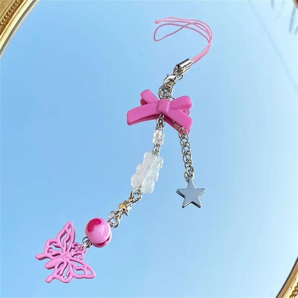 Y2k Phone Pendant Sweet Cool Girl Pink Chain Charms Kawaii Women Accessories Handmade DIY Cute Phone Strap Lanyard Oasis Select 9