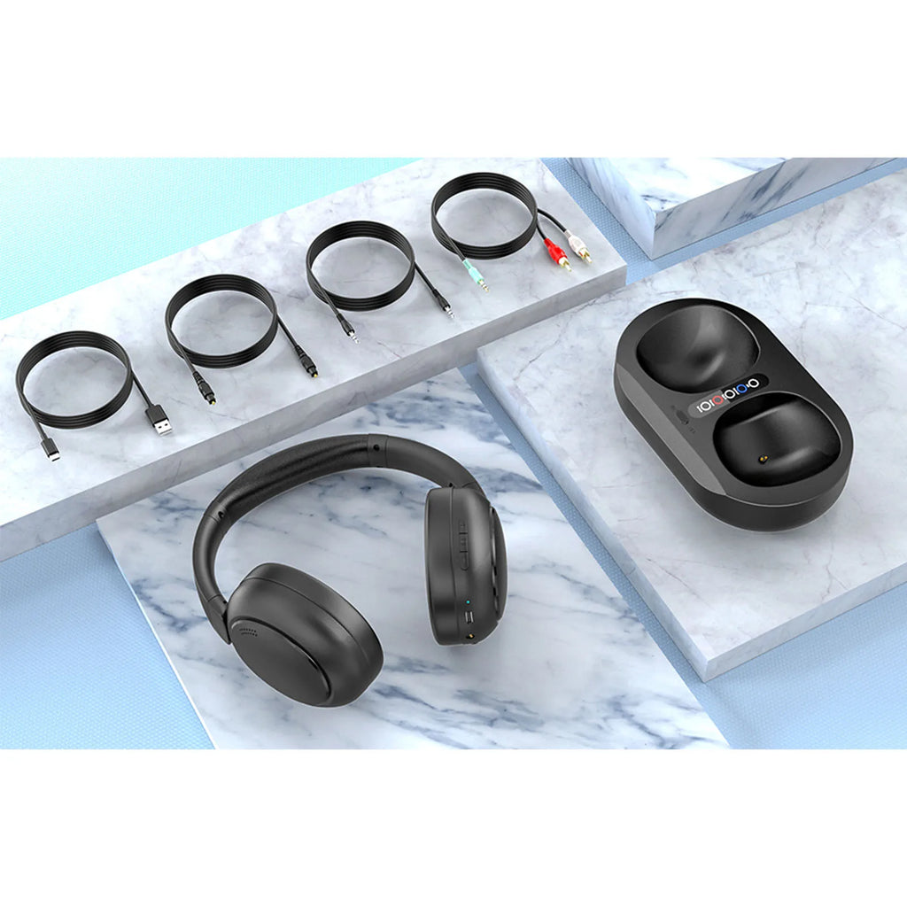 TV Headphone Wireless TV Headphone Battery Level Display 2.4G Bluetooth 5.3 50 Hours Playback with Charging Base for Xmas Gift Oasis Select