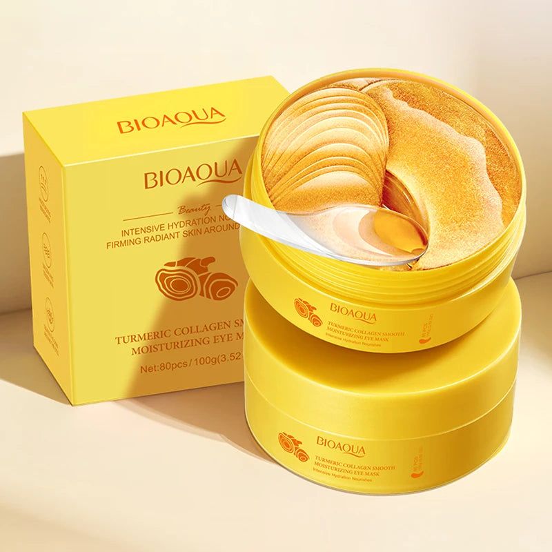 BIOAQUA 80pc Collagen Eye Mask – Dark Circles & Anti-Aging Eye Mask Patches Oasis Select Turmeric