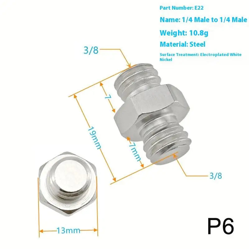 1/4" to 3/8" Male Tripod Screw Mount Adapter | Metal Camera