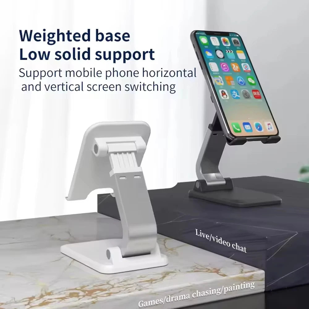 Foldable ABS Desktop Mobile Phone Stand Portable Holder Bracket for iPad iPhone 13 X Smartphone Tablet Desk Support Oasis Select White 1pc