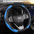 Practical ringless stretch car steering wrap, new carbon fiber leather elastic band steering wheel cover Oasis Select Blue