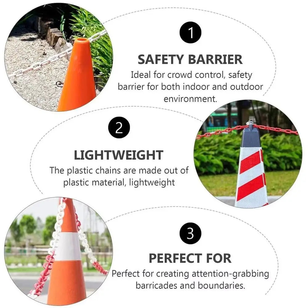 5m Security Barrier Chain Red and White Black and Yellow Traffic Chain Barrier Link Plastic 6mm/8mm/10mm Crowd Control Barrier Oasis Select