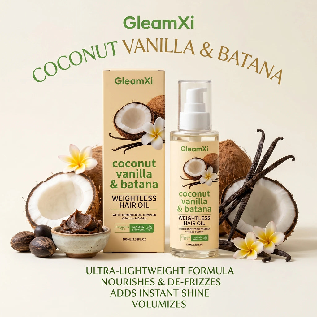 Coconut Vanilla & Batana Hair Oil Volumizing Serum for Frizzy, Dry & Damaged Hair Adds Shine Reduce Frizz Daily Nourishing Hair Oasis Select