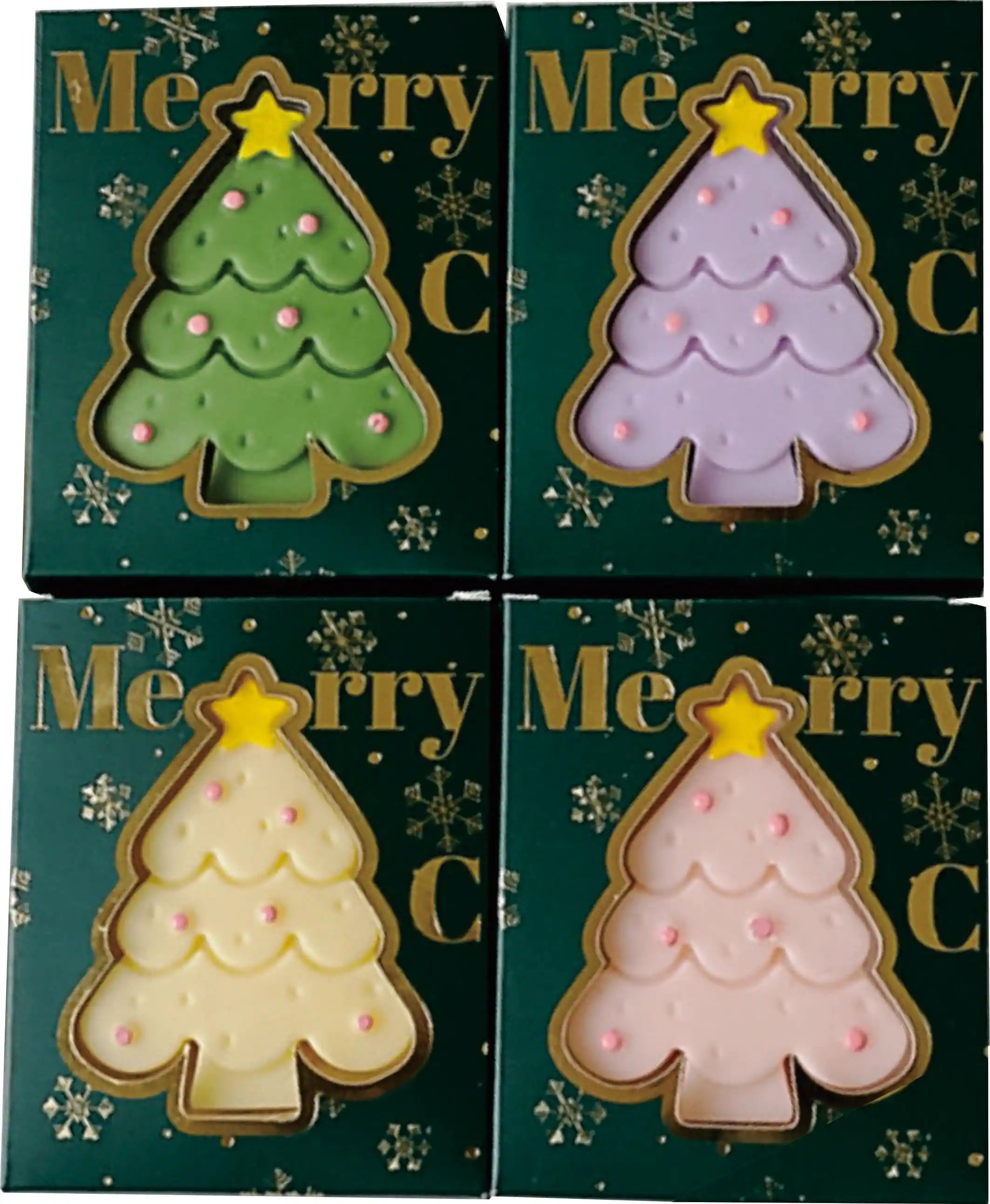 Christmas Scented Candle with Box Mini Christmas Tree Shape Fragrance Candle Home Decor Candle Gift for Friends Women Souvenir Oasis Select 4PCS set