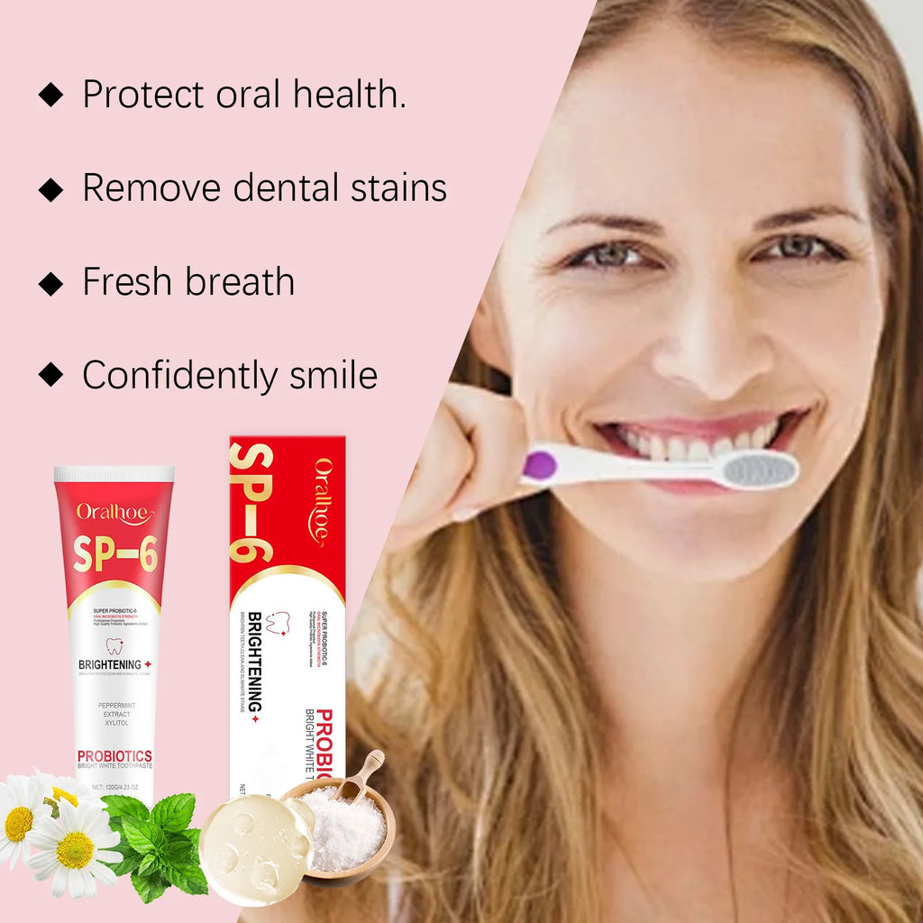 SP6 Probiotic Brightening Toothpaste Remove Plaque Stains Keep Fresh Breath Preventing Periodontitis Oral Teeth Care Toothpastes Oasis Select