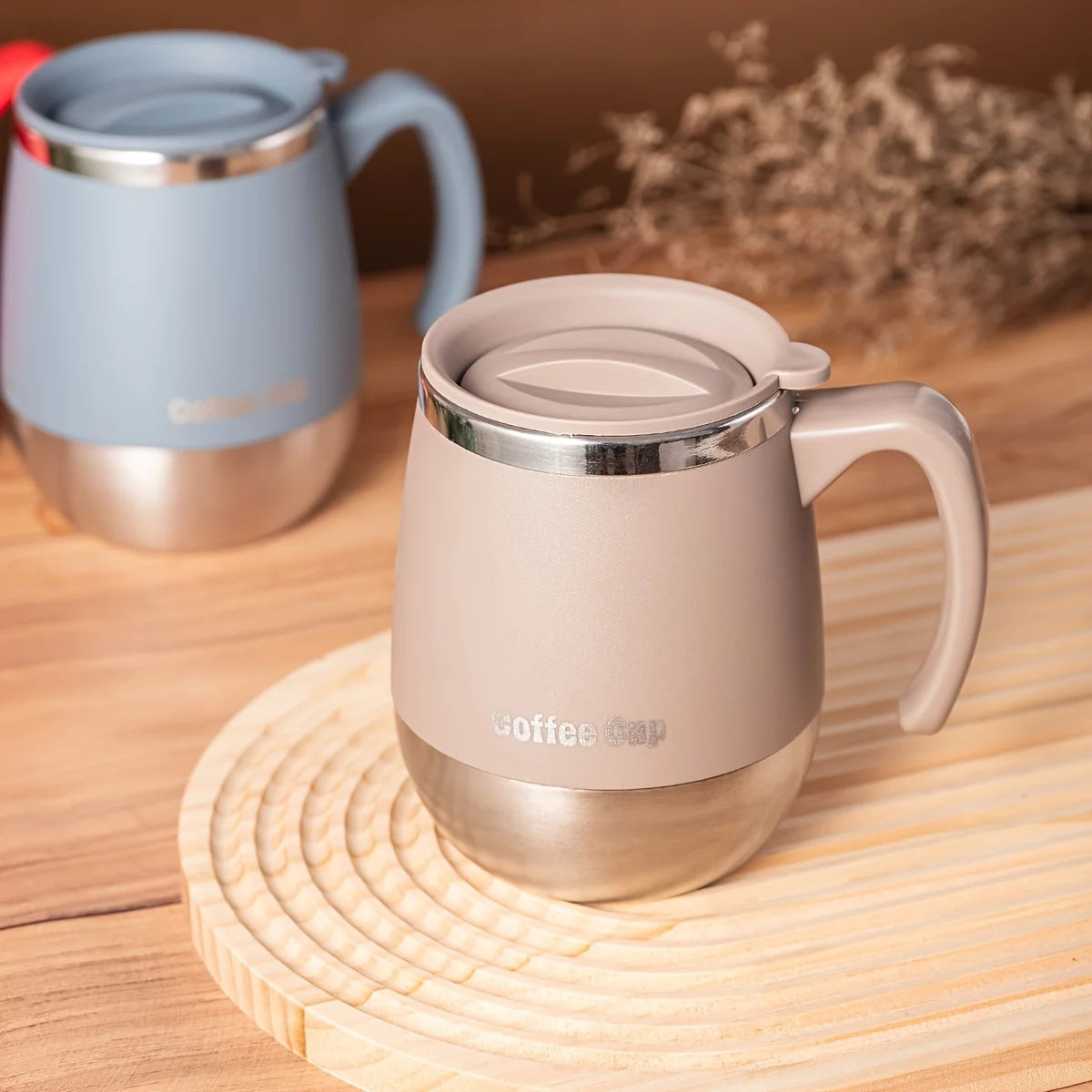 500ml Stainless Steel Coffee Mug with Lid,Double Wall Insulated Travel Thermos Cup,Heat-Resistant for Camping,Gift for Women Men Oasis Select gray