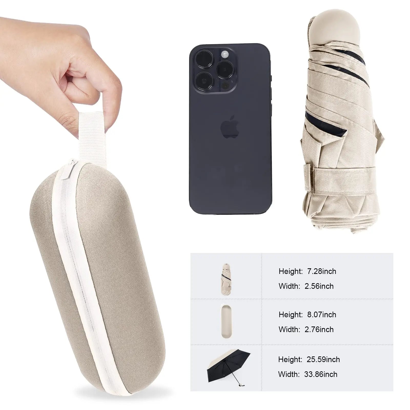 Solid Color Portable Capsule Umbrella Dual Use Sunshade And Rain Protection for Women Small Size Oasis Select