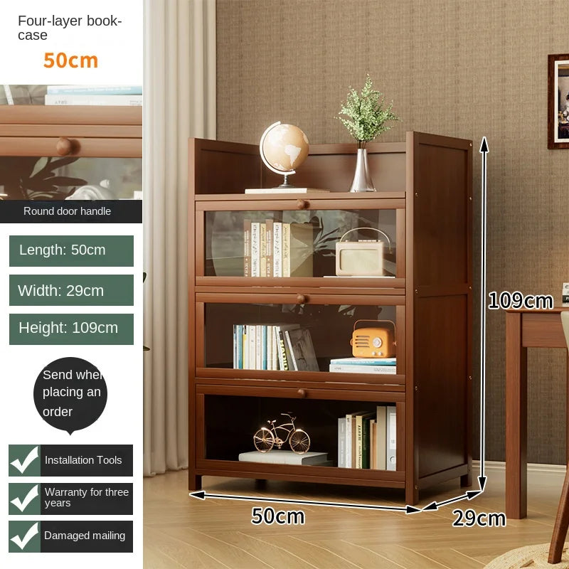 Bookshelf, bookcase, dust-proof floor-standing storage rack, household children and students storage rack with doors Oasis Select Four floors 50