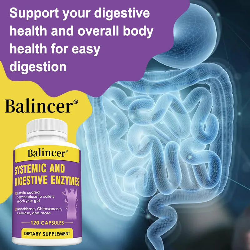 Balincer Systemic Digestive Enzymes – 120 Capsules | Gut Health Digestive Enzyme Supplement Oasis Select
