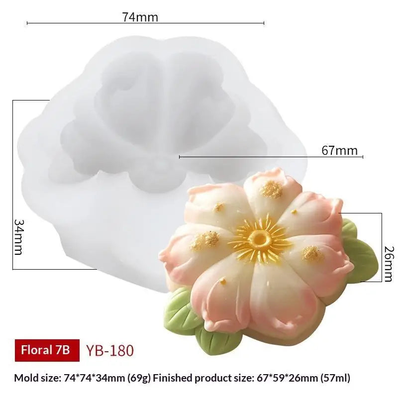 Non-Stick Flower Rice Cake Silicone Mold Flower Shape Mold For Mooncake Mung Bean Cake Dessert DIY Baking Tool Oasis Select K