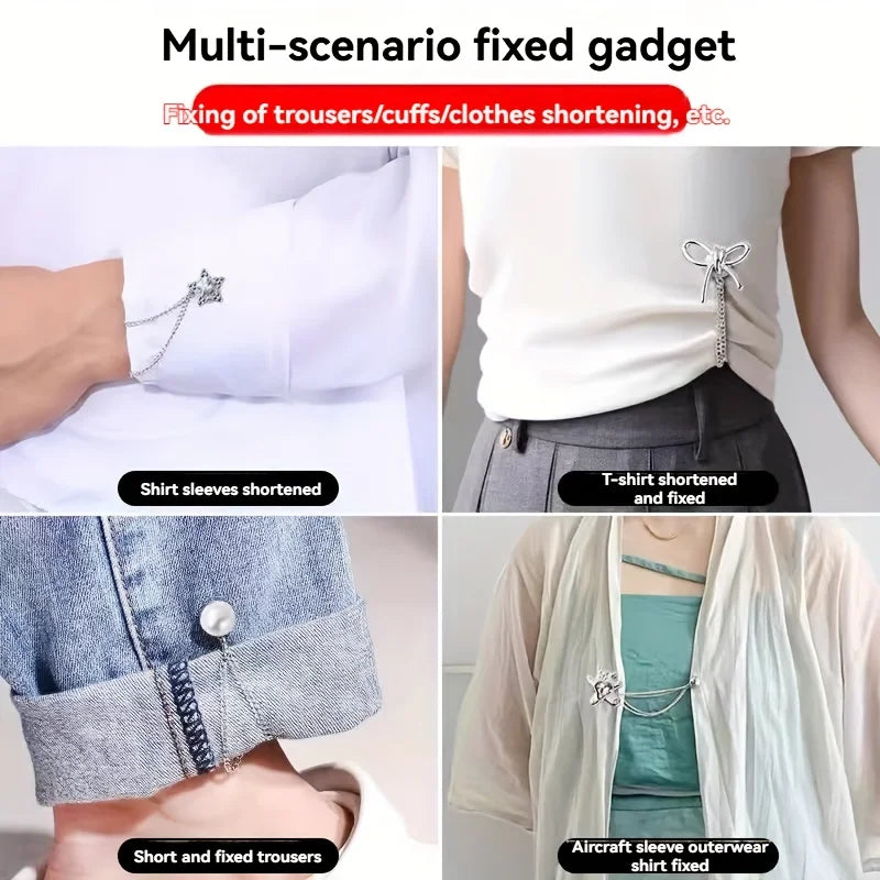 Women'S Adjustable Clothes Clips with Butterfly Decorations - Instant Sleeve Shortening, Suitable for Shirts, Dresses, Pants Oasis Select
