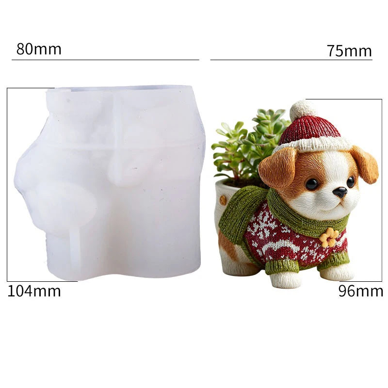 DIY Dog Flower Pot Dropping Mold Aromatherapy Candle Cup Vase Storage Silicone Mold Cement Gypsum Cup Mold Oasis Select White