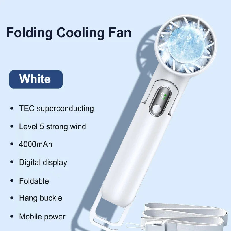URGGU 4000mAh Handheld Cooling Fan USB Rechargeable LED Display
