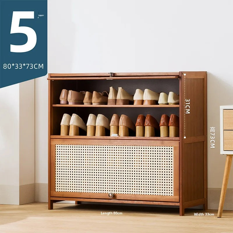 Imitation rattan woven shoe cabinet, simple shoe rack at the door of the home, economical storage, multi-layer dust-proof Oasis Select Five floors 80 long